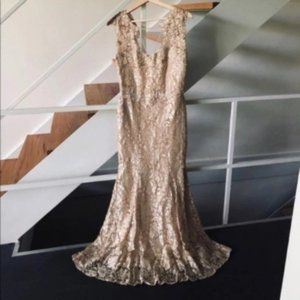 1930s Vintage Inspired Beaded Sequin Lace Gown
